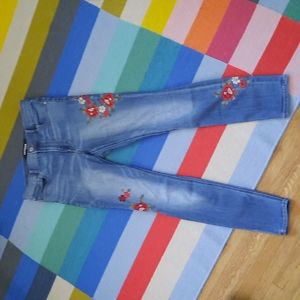 Express High Rise Skinny Embroidered Jeans